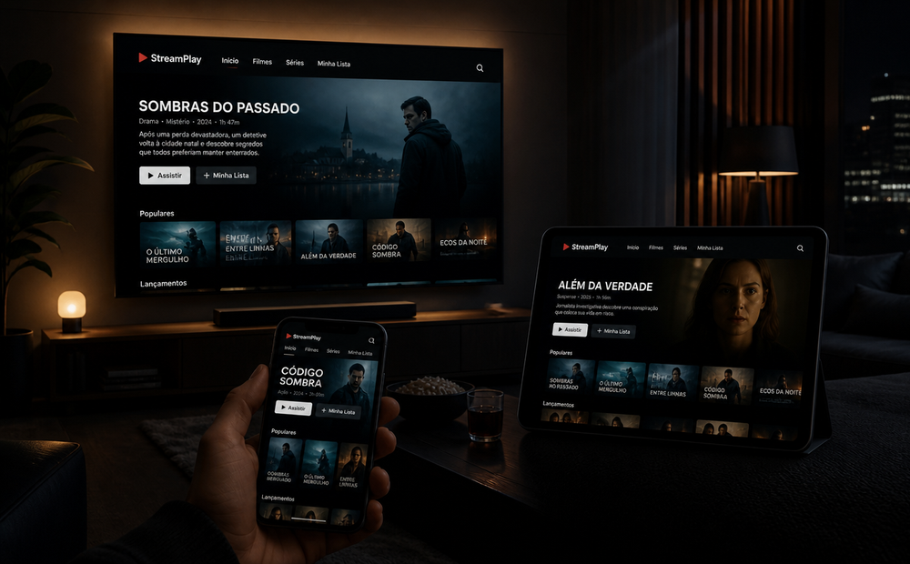 Synapps-TV na TV, no tablet e no celular